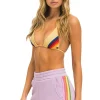 Shorts | Aviator Nation 5 STRIPE WOMENS LOUNGER SHORT - MAUVE // PINK // GREEN MAUVE//PINK//GREEN