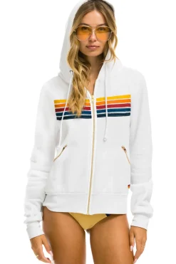 Hoodies | Hoodies | Aviator Nation 5 STRIPE ZIP HOODIE W/ ZIP POCKETS - WHITE