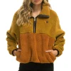 Teddy Jackets | Teddy Jackets | Aviator Nation TEDDY APRES HALF ZIP COLOR BLOCK JACKET - HONEY