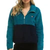 Teddy Jackets | Teddy Jackets | Aviator Nation TEDDY APRES HALF ZIP COLOR BLOCK JACKET - CAPRI