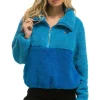 Teddy Jackets | Teddy Jackets | Aviator Nation TEDDY APRES HALF ZIP COLOR BLOCK JACKET - OCEAN