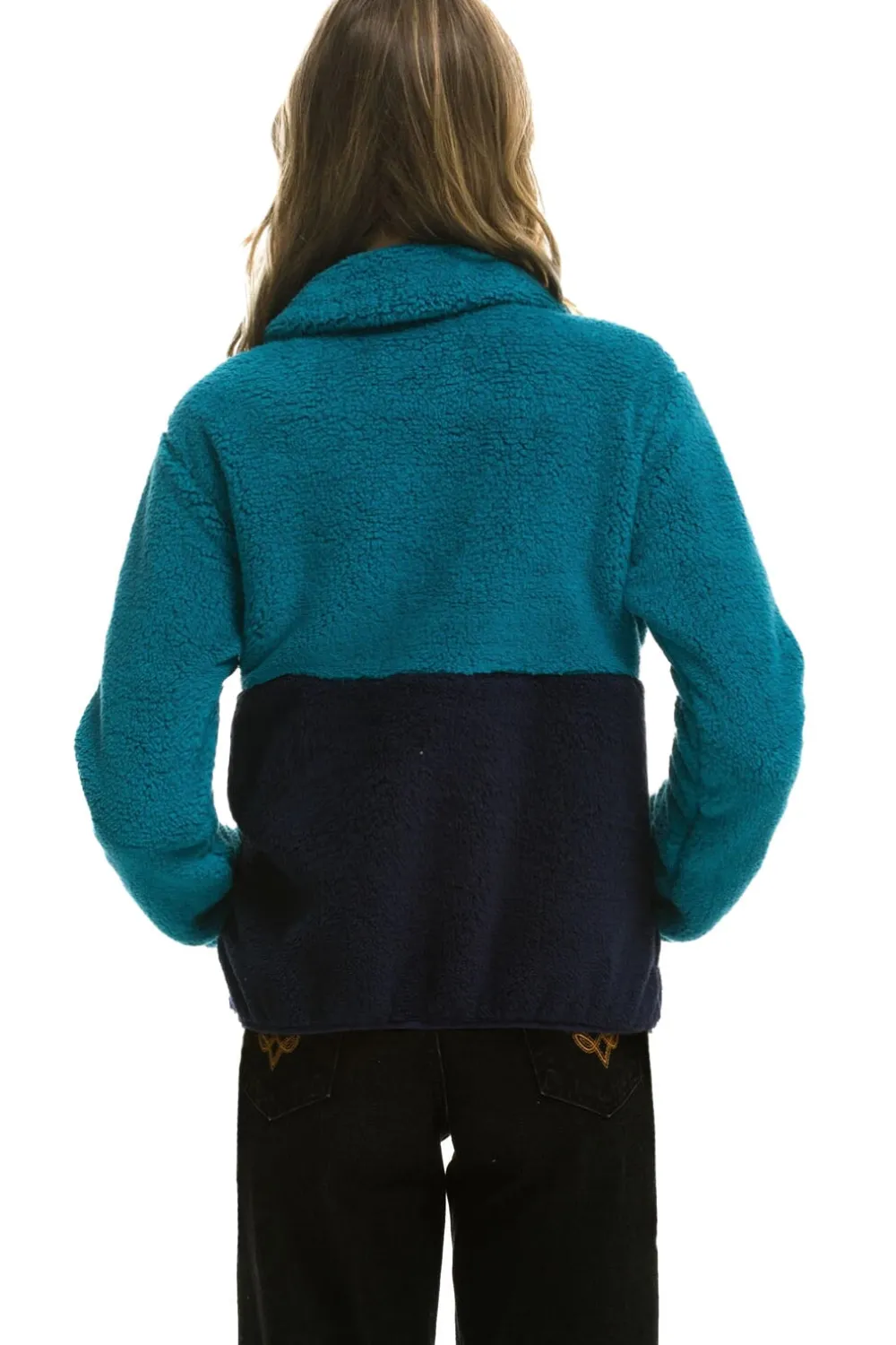 Teddy Jackets | Teddy Jackets | Aviator Nation TEDDY APRES HALF ZIP COLOR BLOCK JACKET - CAPRI