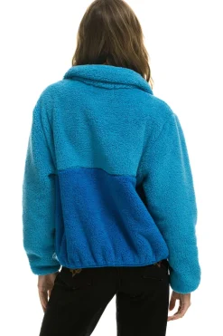 Teddy Jackets | Teddy Jackets | Aviator Nation TEDDY APRES HALF ZIP COLOR BLOCK JACKET - OCEAN