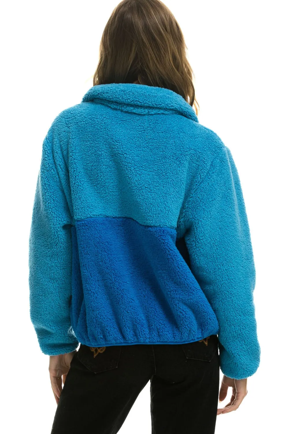Teddy Jackets | Teddy Jackets | Aviator Nation TEDDY APRES HALF ZIP COLOR BLOCK JACKET - OCEAN