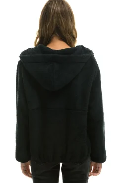 Teddy Jackets | Teddy Jackets | Aviator Nation TEDDY APRES  HOODED HALF ZIP JACKET - BLACK