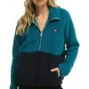Teddy Jackets | Teddy Jackets | Aviator Nation TEDDY UNISEX HALF ZIP COLOR BLOCK JACKET - CAPRI