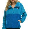 Teddy Jackets | Teddy Jackets | Aviator Nation TEDDY UNISEX HALF ZIP COLOR BLOCK JACKET - OCEAN