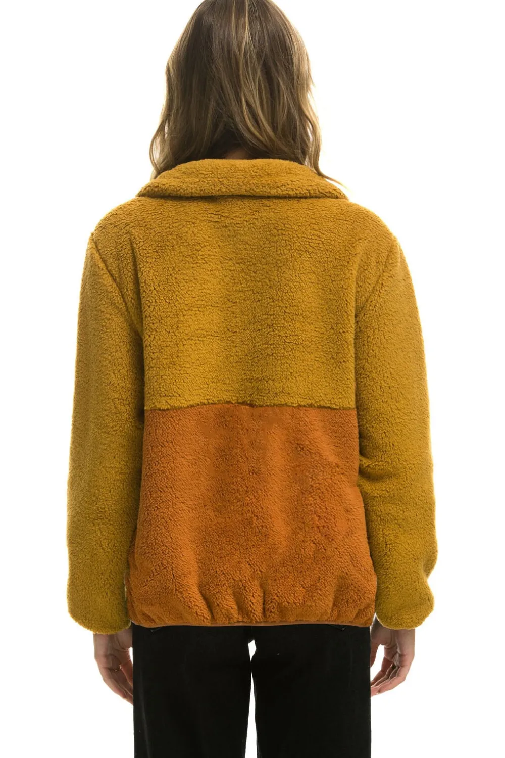 Teddy Jackets | Teddy Jackets | Aviator Nation TEDDY UNISEX HALF ZIP COLOR BLOCK JACKET - HONEY