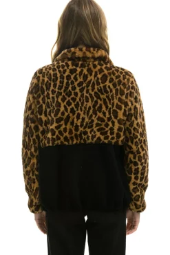 Teddy Jackets | Teddy Jackets | Aviator Nation TEDDY UNISEX HALF ZIP COLOR BLOCK JACKET - CHEETAH
