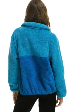 Teddy Jackets | Teddy Jackets | Aviator Nation TEDDY UNISEX HALF ZIP COLOR BLOCK JACKET - OCEAN