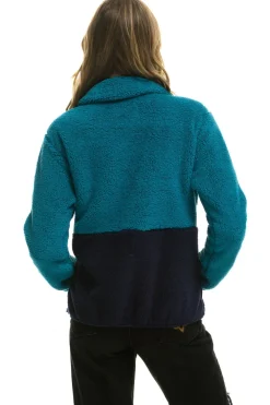 Teddy Jackets | Teddy Jackets | Aviator Nation TEDDY UNISEX HALF ZIP COLOR BLOCK JACKET - CAPRI