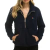 Teddy Jackets | Teddy Jackets | Aviator Nation TEDDY UNISEX HALF ZIP JACKET - NAVY