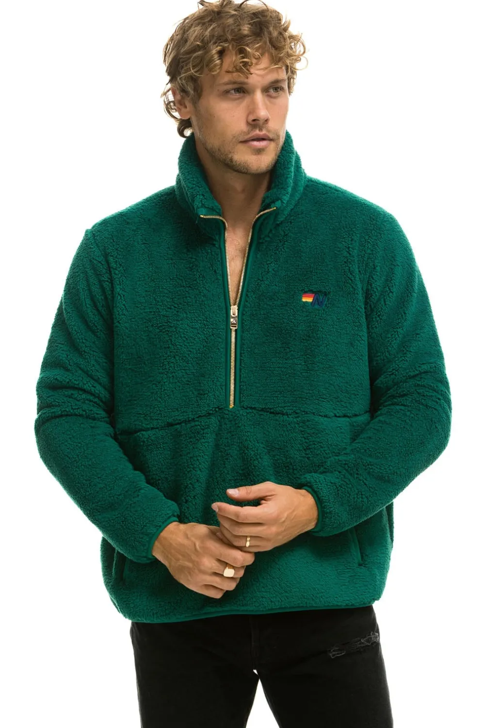 Teddy Jackets | Teddy Jackets | Aviator Nation TEDDY UNISEX HALF ZIP JACKET - AMAZON