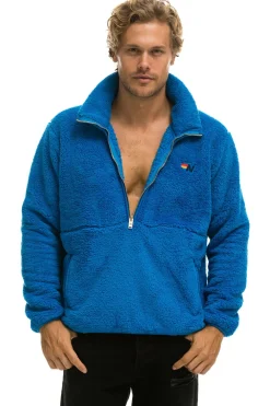 Teddy Jackets | Teddy Jackets | Aviator Nation TEDDY UNISEX HALF ZIP JACKET - BLUE CINA BLUECINA