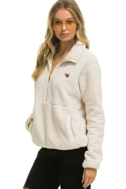 Teddy Jackets | Teddy Jackets | Aviator Nation TEDDY UNISEX HALF ZIP JACKET - VINTAGE WHITE VINTAGEWHITE