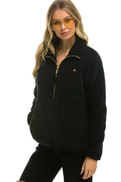 Teddy Jackets | Teddy Jackets | Aviator Nation TEDDY UNISEX HALF ZIP JACKET - BLACK