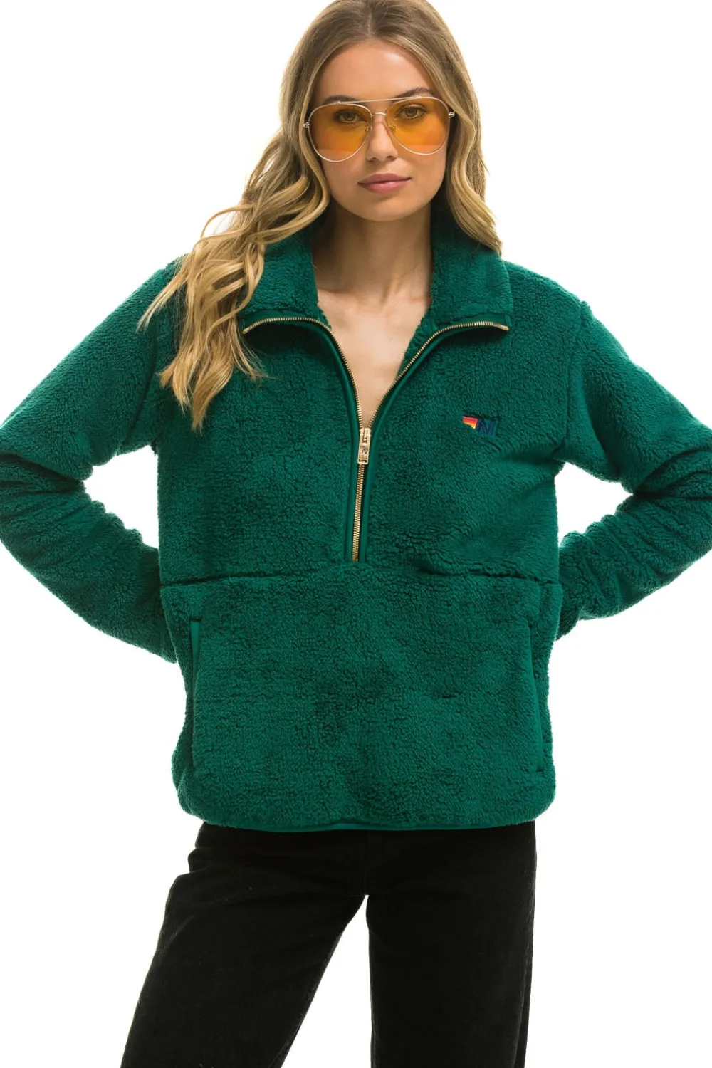 Teddy Jackets | Teddy Jackets | Aviator Nation TEDDY UNISEX HALF ZIP JACKET - AMAZON