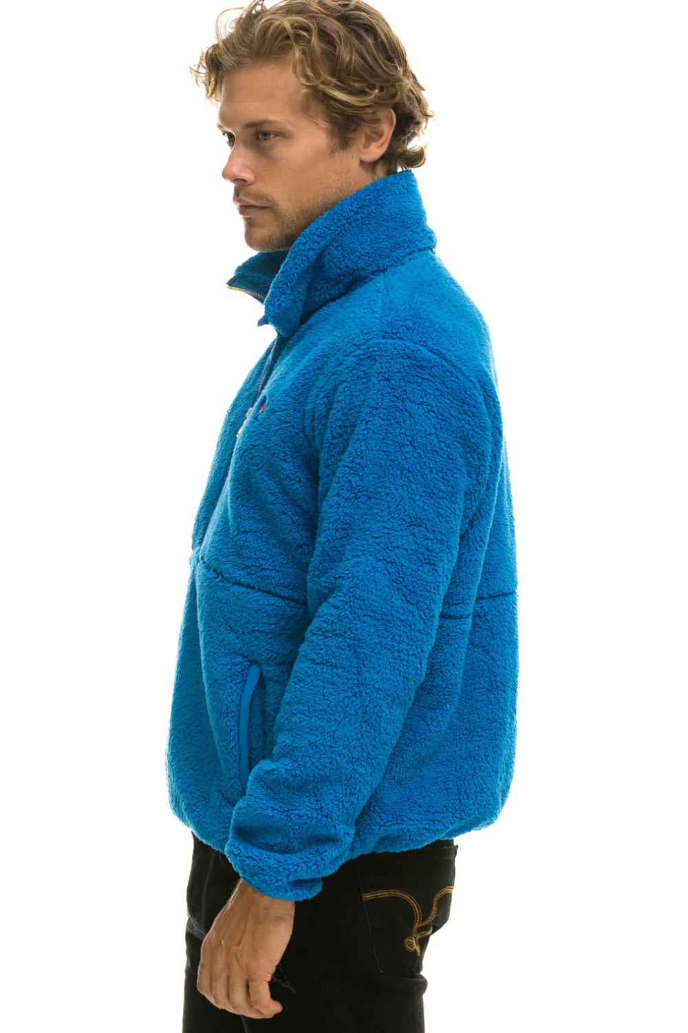 Teddy Jackets | Teddy Jackets | Aviator Nation TEDDY UNISEX HALF ZIP JACKET - BLUE CINA BLUECINA