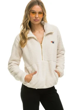 Teddy Jackets | Teddy Jackets | Aviator Nation TEDDY UNISEX HALF ZIP JACKET - VINTAGE WHITE VINTAGEWHITE
