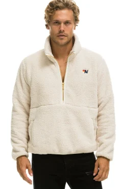 Teddy Jackets | Teddy Jackets | Aviator Nation TEDDY UNISEX HALF ZIP JACKET - VINTAGE WHITE VINTAGEWHITE