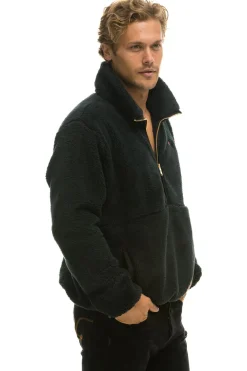 Teddy Jackets | Teddy Jackets | Aviator Nation TEDDY UNISEX HALF ZIP JACKET - BLACK
