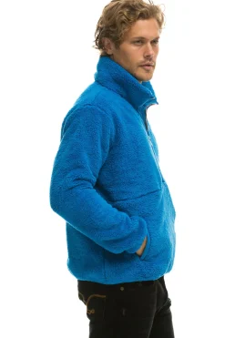 Teddy Jackets | Teddy Jackets | Aviator Nation TEDDY UNISEX HALF ZIP JACKET - BLUE CINA BLUECINA