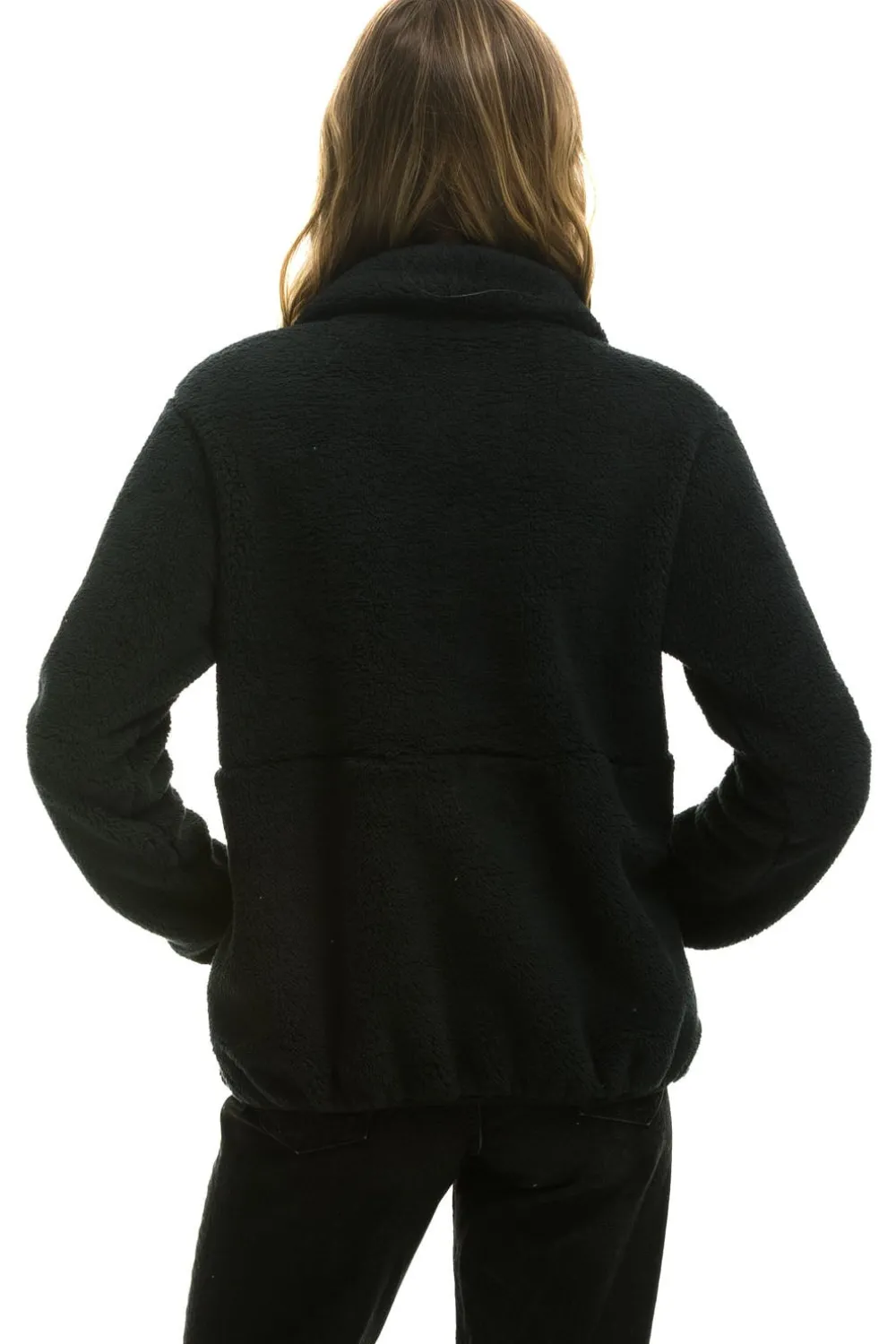 Teddy Jackets | Teddy Jackets | Aviator Nation TEDDY UNISEX HALF ZIP JACKET - BLACK