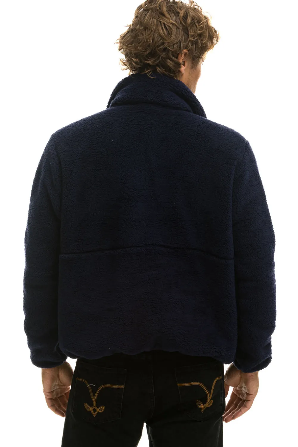 Teddy Jackets | Teddy Jackets | Aviator Nation TEDDY UNISEX HALF ZIP JACKET - NAVY