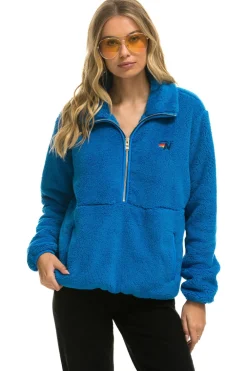 Teddy Jackets | Teddy Jackets | Aviator Nation TEDDY UNISEX HALF ZIP JACKET - BLUE CINA BLUECINA