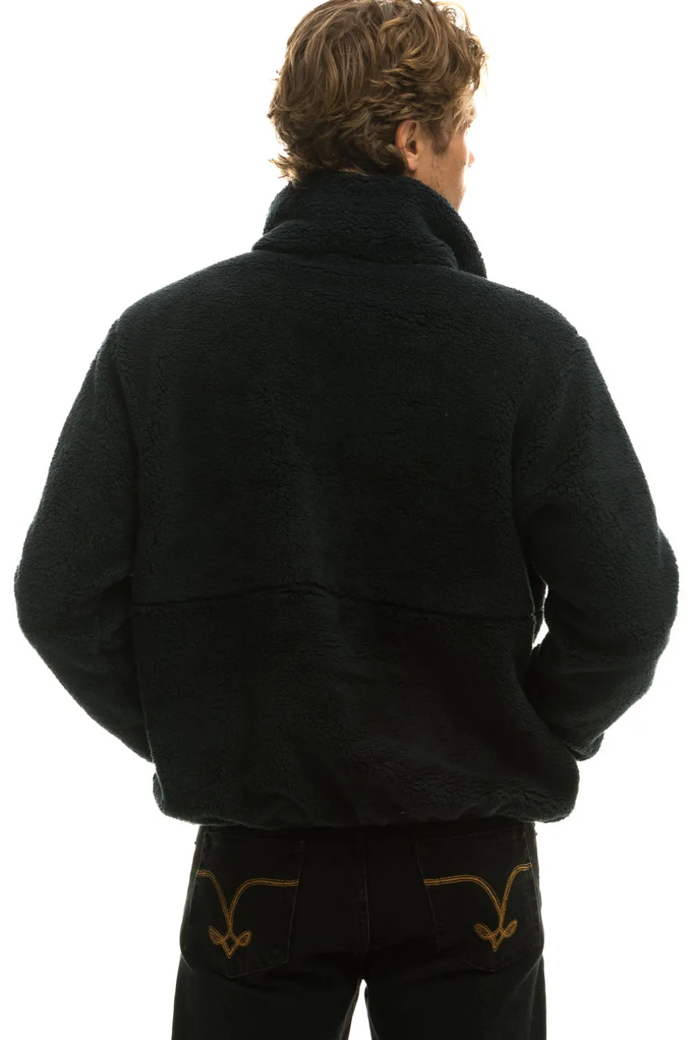 Teddy Jackets | Teddy Jackets | Aviator Nation TEDDY UNISEX HALF ZIP JACKET - BLACK