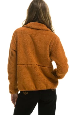 Teddy Jackets | Teddy Jackets | Aviator Nation TEDDY UNISEX HALF ZIP JACKET - WHISKEY