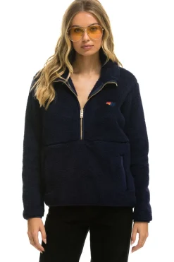 Teddy Jackets | Teddy Jackets | Aviator Nation TEDDY UNISEX HALF ZIP JACKET - NAVY