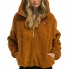 Teddy Jackets | Teddy Jackets | Aviator Nation TEDDY UNISEX HOODED HALF ZIP JACKET - WHISKEY
