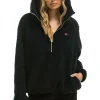 Teddy Jackets | Teddy Jackets | Aviator Nation TEDDY UNISEX HOODED HALF ZIP JACKET - BLACK