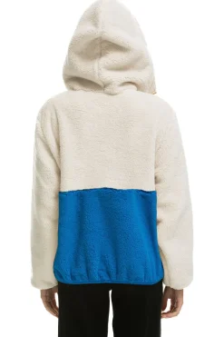 Teddy Jackets | Teddy Jackets | Aviator Nation TEDDY UNISEX HOODED HALF ZIP COLOR BLOCK JACKET - VINTAGE WHITE VINTAGEWHITE