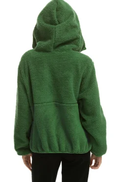 Teddy Jackets | Teddy Jackets | Aviator Nation TEDDY UNISEX HOODED HALF ZIP JACKET - GARDEN GREEN GARDENGREEN