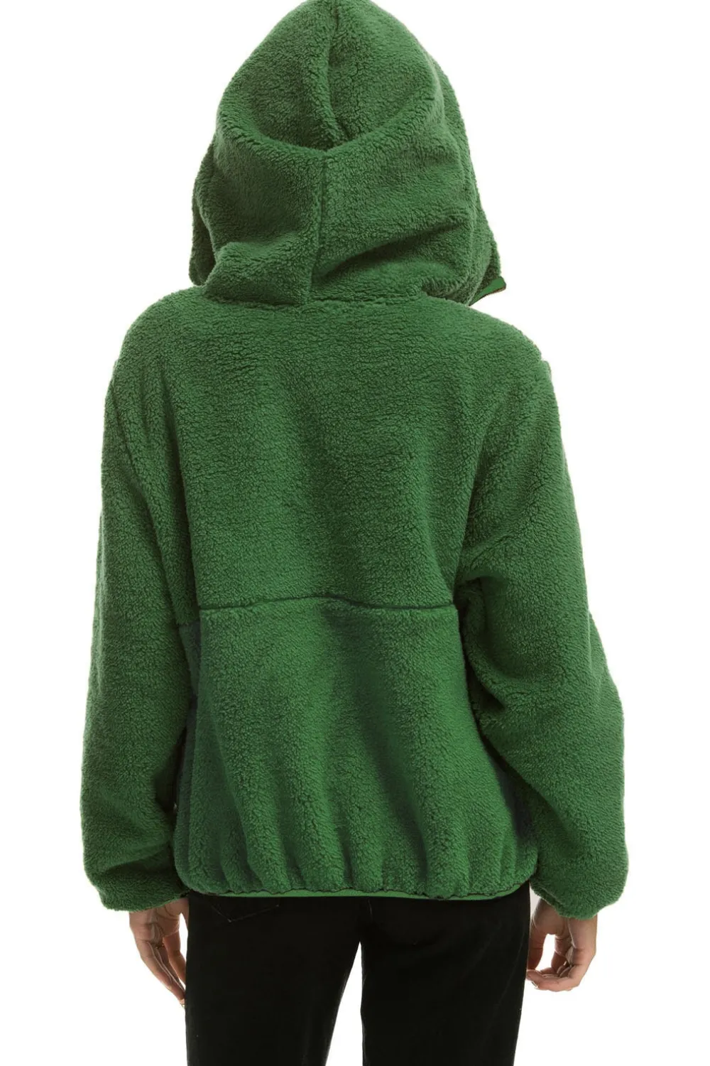 Teddy Jackets | Teddy Jackets | Aviator Nation TEDDY UNISEX HOODED HALF ZIP JACKET - GARDEN GREEN GARDENGREEN