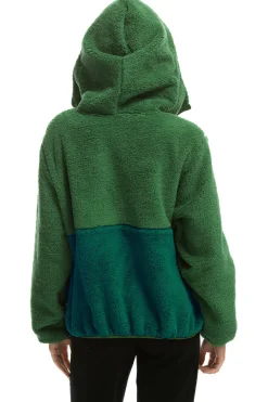 Teddy Jackets | Teddy Jackets | Aviator Nation TEDDY UNISEX HOODED HALF ZIP COLOR BLOCK JACKET - GARDEN GREEN GARDENGREEN