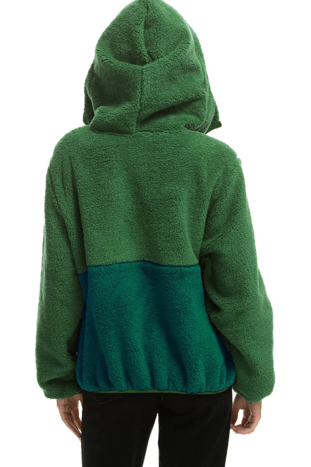 Teddy Jackets | Teddy Jackets | Aviator Nation TEDDY UNISEX HOODED HALF ZIP COLOR BLOCK JACKET - GARDEN GREEN GARDENGREEN