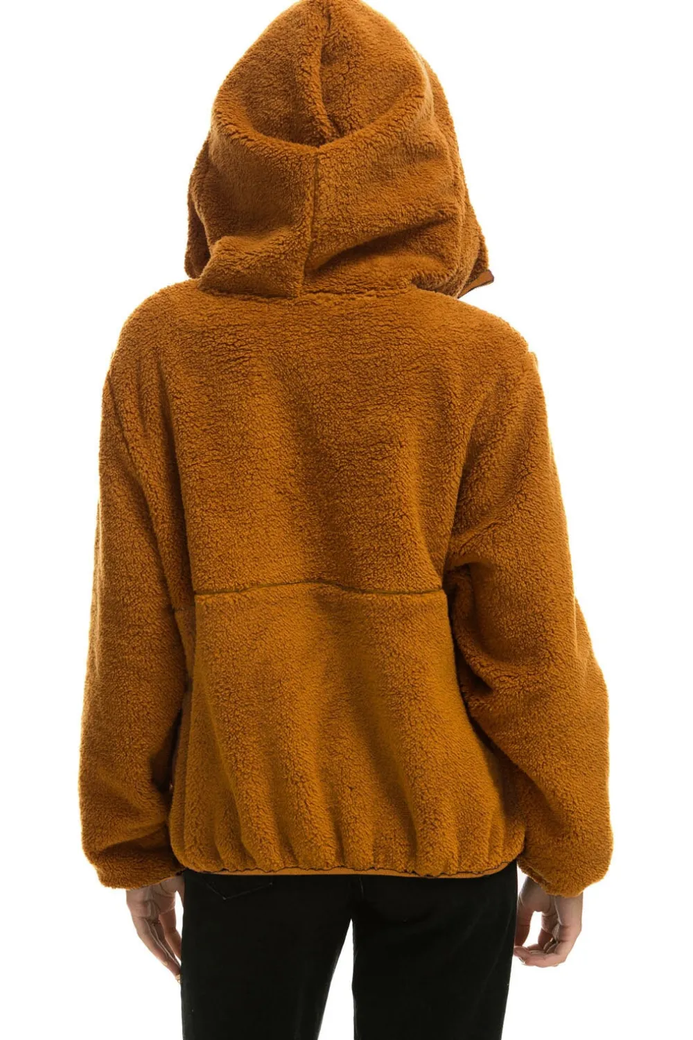Teddy Jackets | Teddy Jackets | Aviator Nation TEDDY UNISEX HOODED HALF ZIP JACKET - WHISKEY