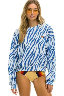 Sweatshirts | Sweatshirts | Aviator Nation TIGER RELAXED FIT CREW SWEATSHIRT - BLUE TIGER BLUETIGER