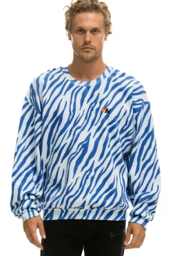 Sweatshirts | Sweatshirts | Aviator Nation TIGER RELAXED FIT CREW SWEATSHIRT - BLUE TIGER BLUETIGER