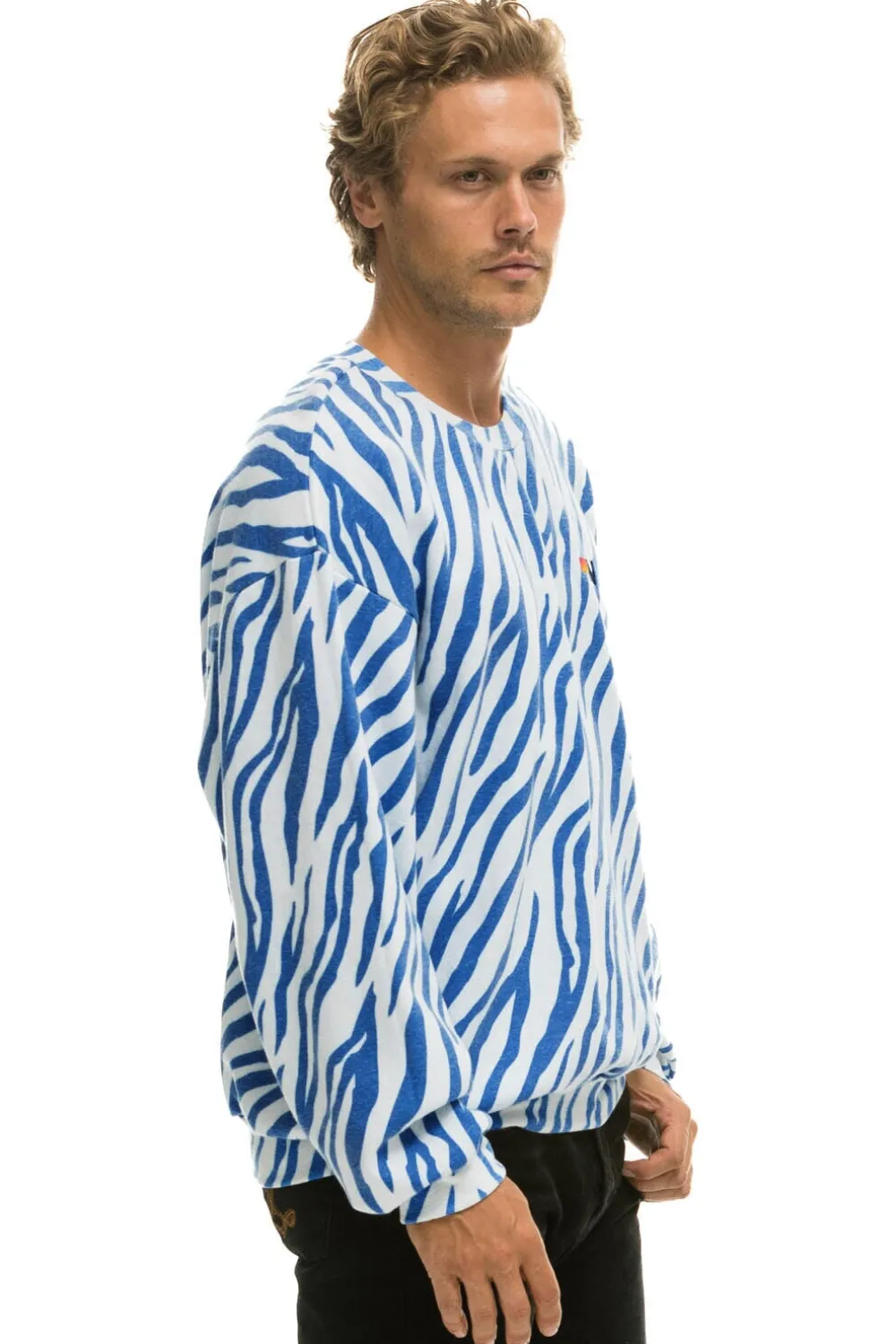 Sweatshirts | Sweatshirts | Aviator Nation TIGER RELAXED FIT CREW SWEATSHIRT - BLUE TIGER BLUETIGER