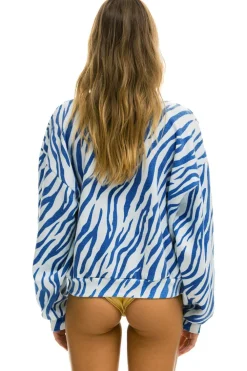 Sweatshirts | Sweatshirts | Aviator Nation TIGER RELAXED FIT CREW SWEATSHIRT - BLUE TIGER BLUETIGER