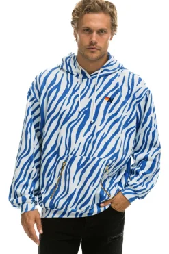 Hoodies | Hoodies | Aviator Nation TIGER RELAXED PULLOVER HOODIE WITH ZIPPER POCKETS - BLUE TIGER BLUETIGER