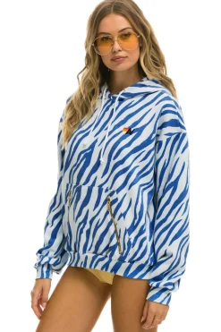 Hoodies | Hoodies | Aviator Nation TIGER RELAXED PULLOVER HOODIE WITH ZIPPER POCKETS - BLUE TIGER BLUETIGER