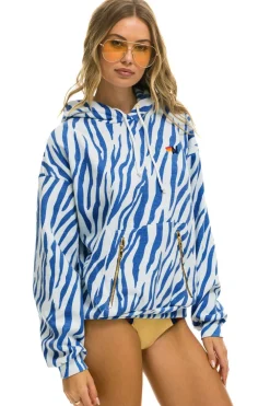 Hoodies | Hoodies | Aviator Nation TIGER RELAXED PULLOVER HOODIE WITH ZIPPER POCKETS - BLUE TIGER BLUETIGER