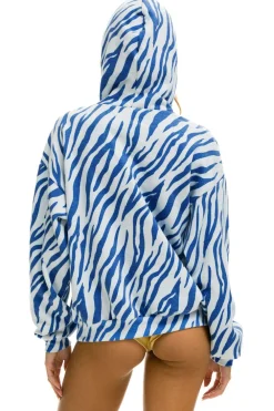 Hoodies | Hoodies | Aviator Nation TIGER RELAXED PULLOVER HOODIE WITH ZIPPER POCKETS - BLUE TIGER BLUETIGER