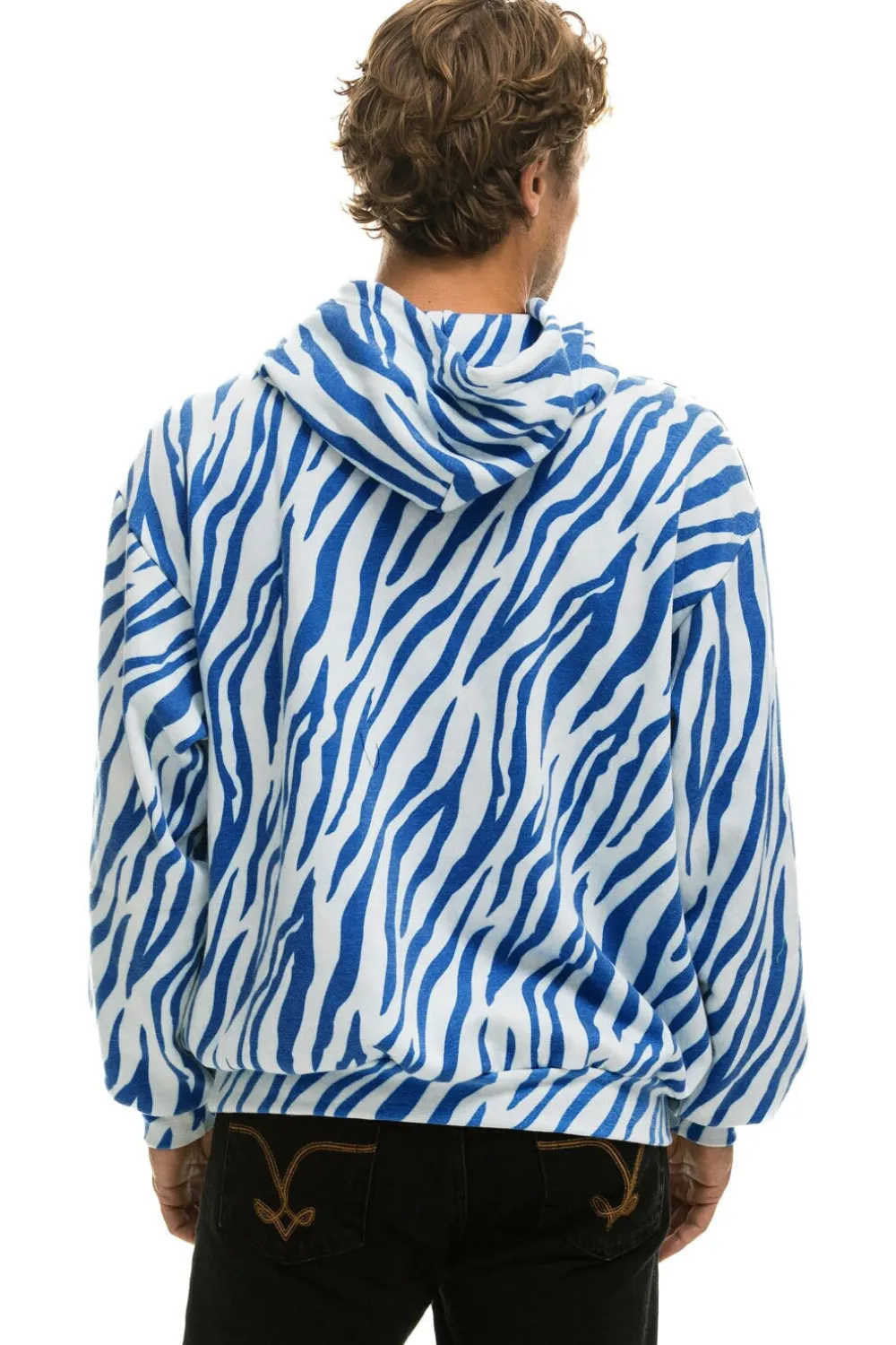 Hoodies | Hoodies | Aviator Nation TIGER RELAXED PULLOVER HOODIE WITH ZIPPER POCKETS - BLUE TIGER BLUETIGER