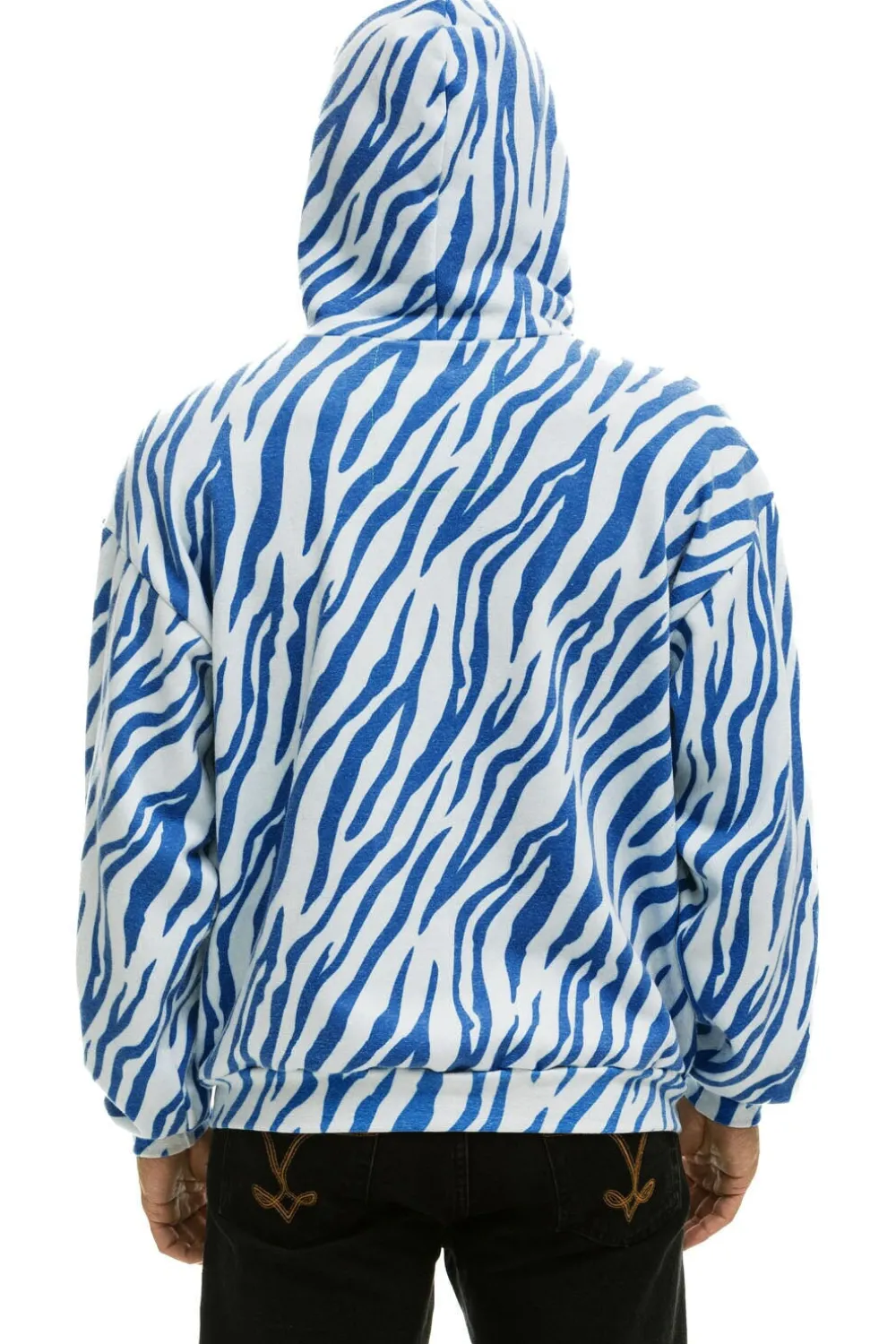 Hoodies | Hoodies | Aviator Nation TIGER RELAXED ZIP HOODIE WITH POCKETS - BLUE TIGER BLUETIGER